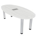 Skutchi Designs 6 Person Boat-Oval Meeting Table with Silver Post Legs, Power And Data, 6x3 Table, White Cypress H-BOVL-3470-PT-EL-WC